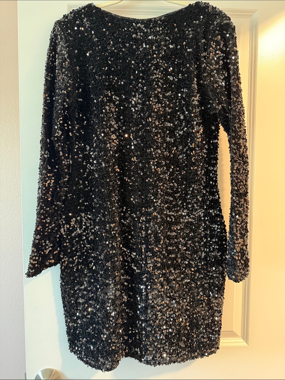 H&M Black Sequin Long Sleeve Dress